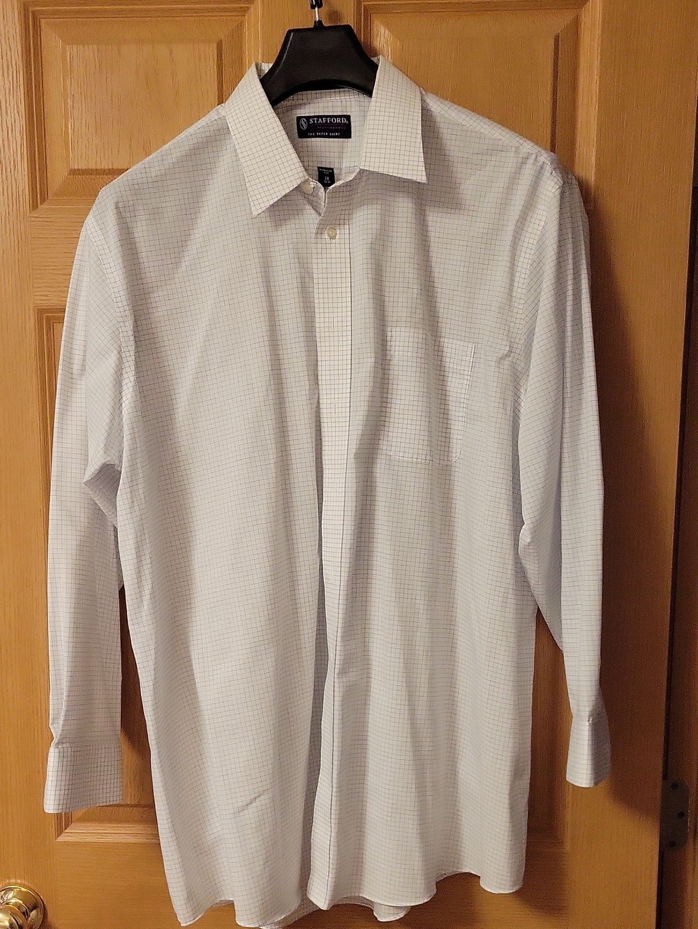 Stafford White Dress Shirt with Subtle Gray Micro-Check